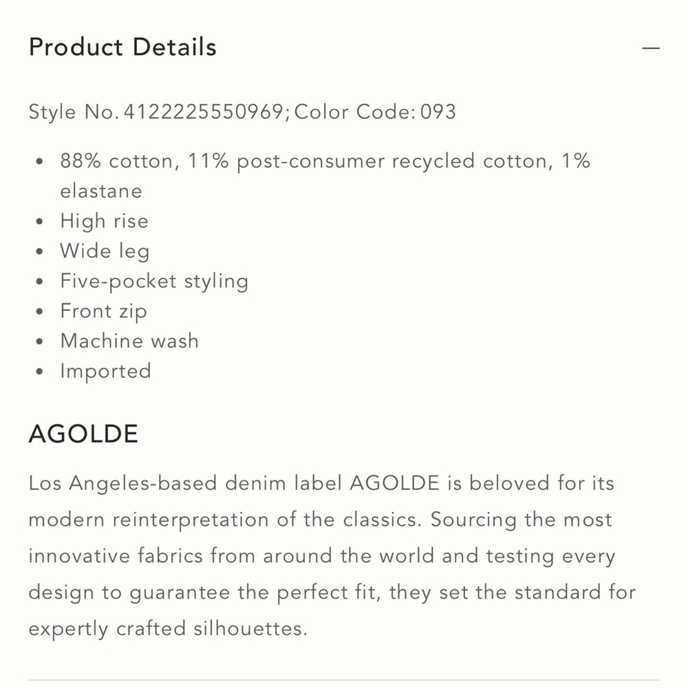NWT Agolde Ren Jeans in Chord, 25P - Picture 3 of 10